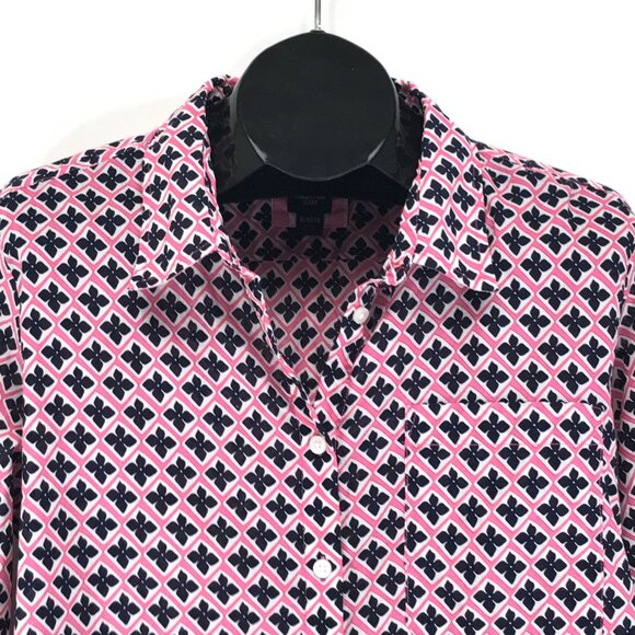 Nautica Jeans Geometric Print Button Down Shirt Women's XL Long Sleeve Cotton - Picture 2 of 11